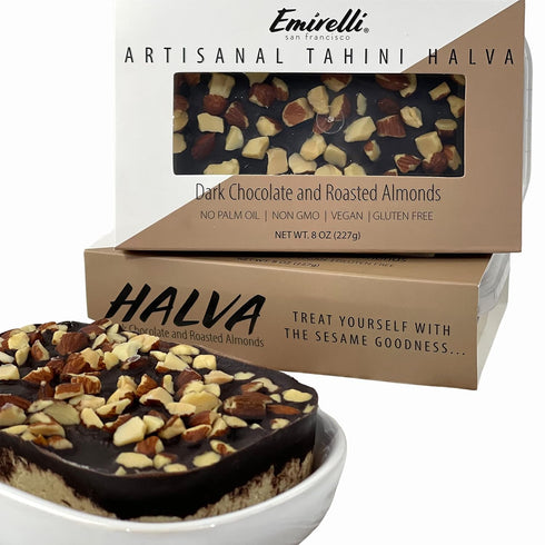 55%-Tahini 6 Emirelli Artisanal Halva Dessert Authentic Middle Eastern Candy Turkish Sweets Vegan Candy Halwa - Halvah