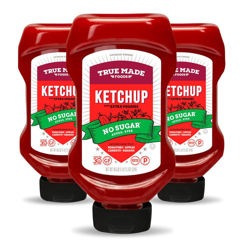True Made Foods - No Sugar Added Ketchup - Condiment Squeeze Bottles