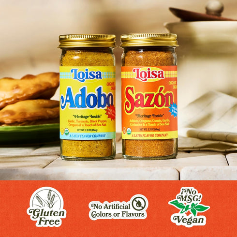 Loisa Adobo + Sazon Duo - USDA Organic, Non-GMO, No-MSG, No Preservatives, No Artificial Coloring, No Artificial