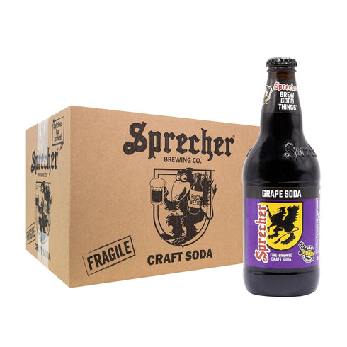 Sprecher Grape Soda in 16 fl oz Glass Bottles (12 Pack), Fire Brewed