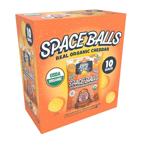 LESSEREVIL Organic Real Cheddar Space Balls 10Ct, 6 OZ