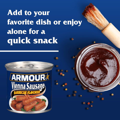 Armour 4.6 oz (Pack 6) Star Vienna Sausage, Barbecue Flavored, Canned Sausage