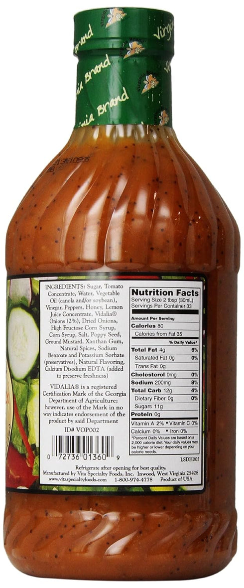Virginia Brand 33.8 Vidalia Onion Honey French Royale, Ounce