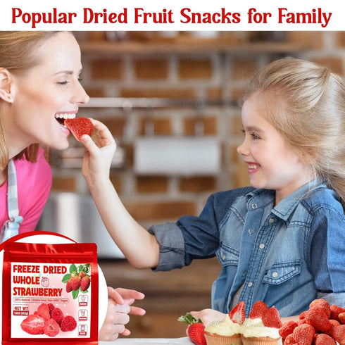 Nahasahr 16oz Freeze Dried Whole Strawberries - Lightly Sweetened, Crunchy Fruit for Yogurt, Baking, Oatmeal & Dessert