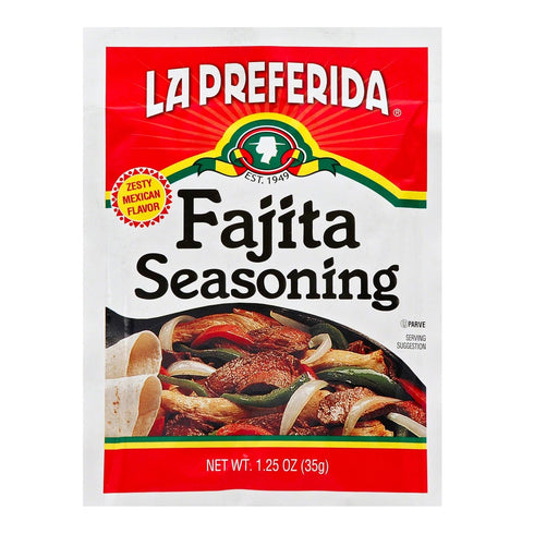 La Preferida Fajita Seasoning Mix (Bold Tex-Mex Spice Blend) for Chicken, Veggies & Steak – No MSG, Pack of 6.