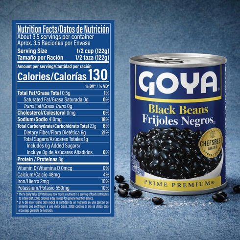 15.5 (Pack 8) Goya Foods Black Beans, Ounce