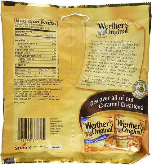 Werther's Original 5.5 oz (Pack 1) Caramel Coffee Hard Candies - Individually Wrapped Hard Candies for Halloween