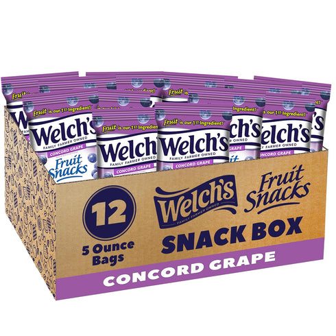 Welch's Fruit Snacks, Concord Grape Snack Box, Gluten Free, 5oz Snack Packs