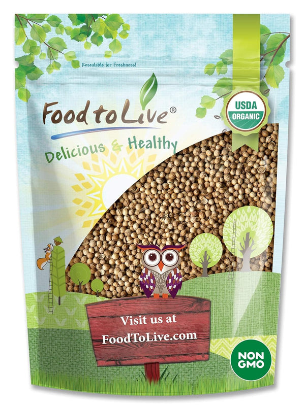 Organic Coriander Seeds, 8 Ounces Whole, Non-GMO Spice, Non-Irradiated, Vegan, Dry, Bulk,