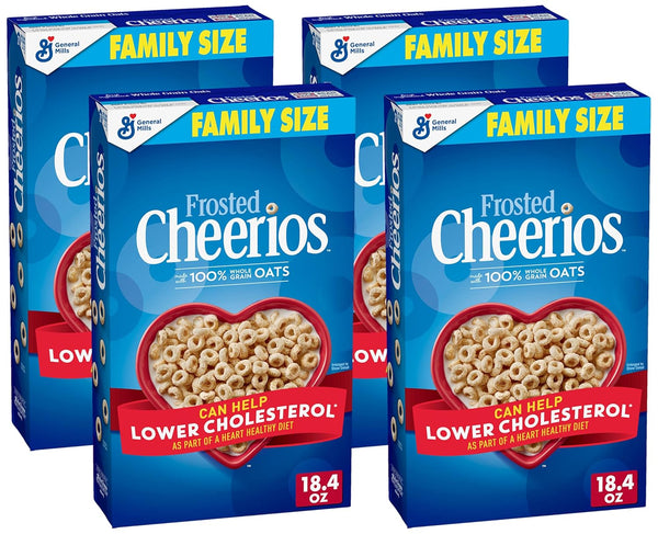Frosted Cheerios, Heart Healthy Cereal, Family Size, 18.4 oz (Pack of 4)