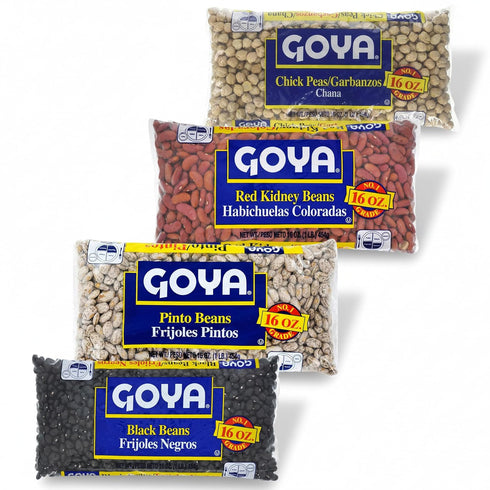 Goya Dried Beans Meal Prep 4-Pack Dried Black Beans, Pinto Beans, Red