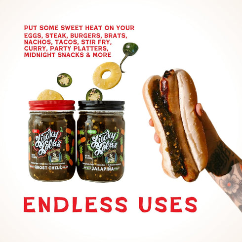 4 Pack 0g 0g (4pk, Lucky Lolas | Jarred Jalapeos, | Sodium, Fat | Party Platter, Midnight Snack, Low-Carb Diet | Gluten