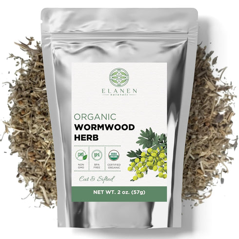 Elanen Naturals Organic Wormwood Herb 2 oz. (57g), USDA Certified Organic Artemisia
