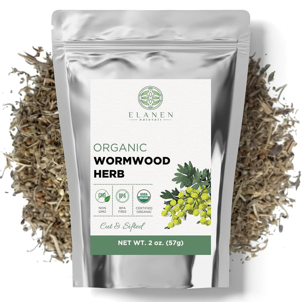 Elanen Naturals Organic Wormwood Herb 2 oz. (57g), USDA Certified Organic Artemisia