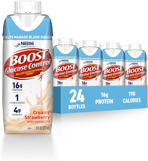 BOOST Glucose Control Ready to Drink Nutritional Drinks, Creamy Strawberry, 8 fl