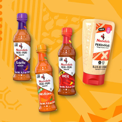 Pack 9.1 oz 8.6 oz (4 Pack) Nando's PERi-PERi Sauce Mixed - Medium, Hot, Garlic, and PERinaise Original | Gluten Free |