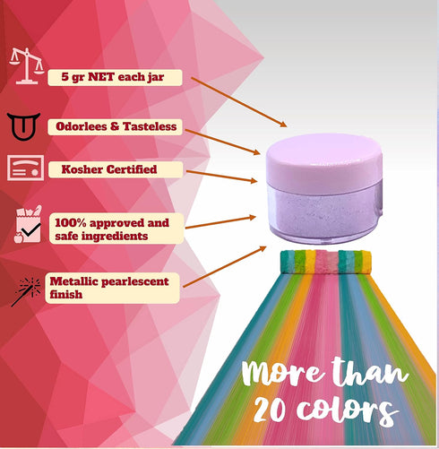 4 100% Edible Luster dust, for cake decoration, dusting powder Metallic Food paint grams Food grade edible Kosher