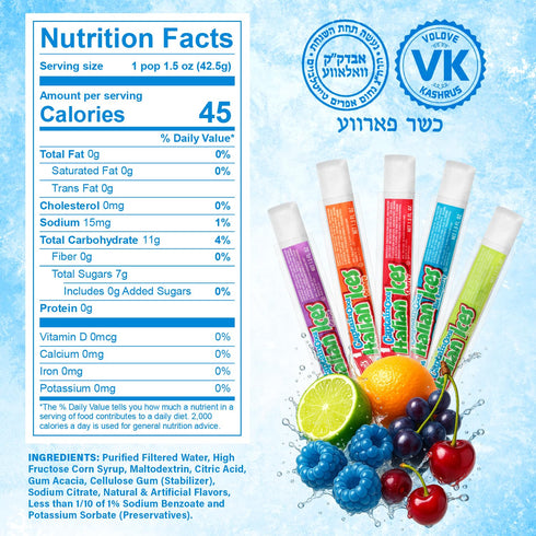 10 Count 1.5oz, Clear Italian Ice Freeze Pops, Freeze Pops Bulk Each is Great Dye Free Popsicles for Sharing, Snacking