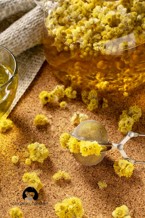 GRIGORIAN GOURMET Immortelle 1 OZ (30g) (Helichrysum Pallasii) Dried Flowers Loose Herbal Tea | Wild-Harvested from the