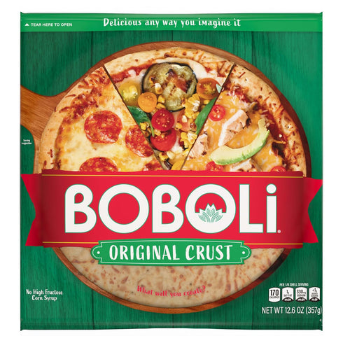 Boboli 12" 12.6 oz Original Pizza Crust, Ready-made Plain Cooked Pizza Dough, Bag