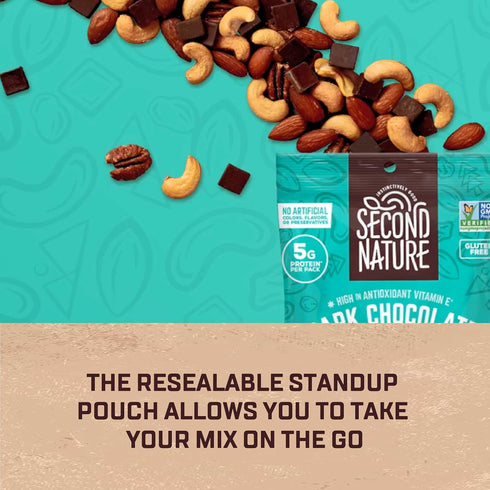26 oz. (Pack 1) Second Nature Dark Chocolate Medley Trail Mix, Resealable Pouch of Certified Gluten-Free Snack Mix Dark
