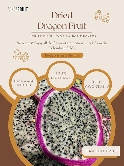 Sensafruit 100% 2 x1.41 Oz (2.8 Oz) -Dried Dragon Fruit with red peel | Ready for cocktails | NATURAL | NO SUGAR ADDED