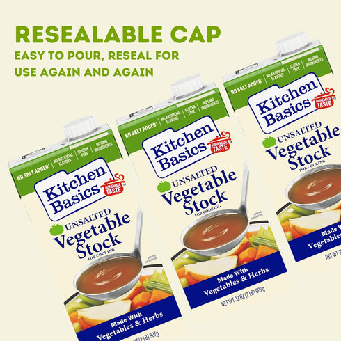32 oz (Pack 12) Kitchen Basics Unsalted Vegetable Stock, of For Delicious Dishes and Enhanced Flavors, Great