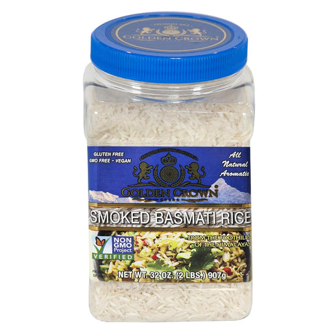 Golden Crown Smoked Basmati Rice - 32 oz (2LB) | Premium Quality