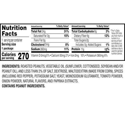 1.625 oz (36 Pack) Nut Harvest, Flamin' Hot Peanuts, Bags