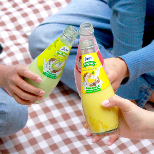 9.8 OZ (Pack 12, JANS - COCONUT MILK DRINK (with NATA DE COCO) MELON of Melon)