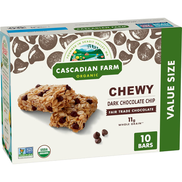 Cascadian Farm Organic Chewy Granola Bars, Dark Chocolate Chip, Value Size, 10
