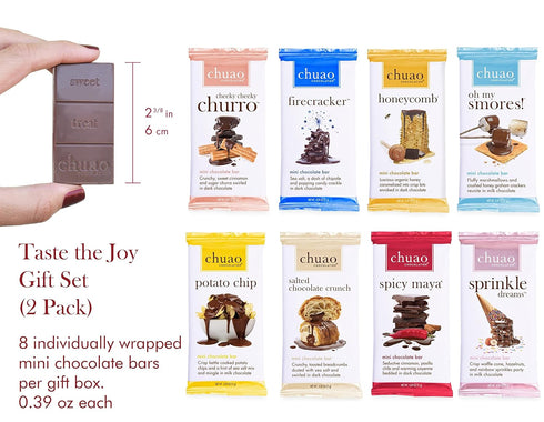 |16 (0.39 oz Chuao Chocolatier Taste the Joy Mini Gourmet Chocolate Bar Gift Box | Milk and Dark Chocolate Variety