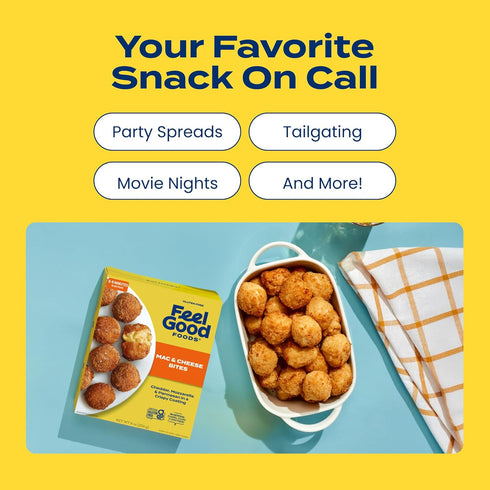 Frozen 8oz Feel Good Foods Three Cheese Mac & Cheese Bites Gluten-Free Vegetarian Appetizer