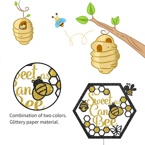 Sweet As Can Bee Sign Cake Topper, Happy Birthday Party Decor, Bumble Bee Honey, Baby Shower, Engagement Party