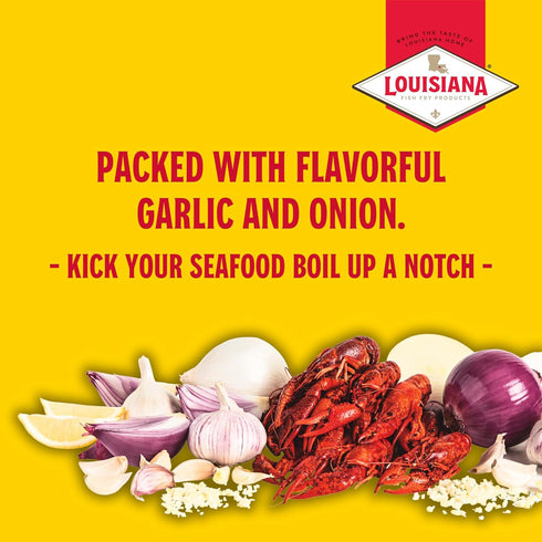 Louisiana Fish Fry Products Smashed Garlic Boil Booster - Crab, Shrimp, Crawfish Seasonings, Low Salt Cajun 8 oz (Pack