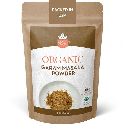 SPICY ORGANIC Garam Masala Powder 8 oz. - Traditional Indian Spice Mix for Curry, Chicken, Rice, Soups, Stews, Tofu,