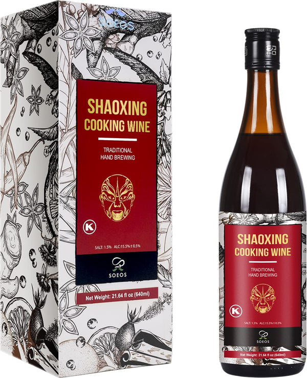 Soeos Shaoxing Rice Wine, Chinese Cooking Wine, 21.64 fl oz (640ml), Regular Cooking Wine