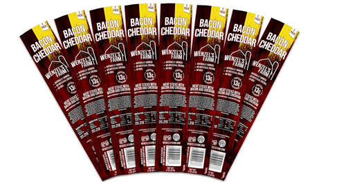 Wenzels Farm Bacon with Cheddar Sticks Snack Sticks Flavorful, Natural Smoked High