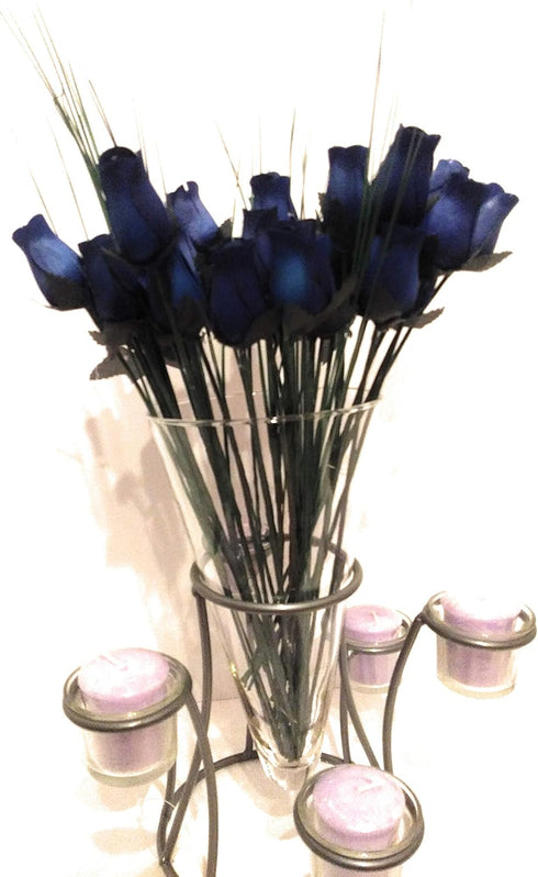 UniqueBeadsAndGifts Dozen 13 It's A Boy! Baker's Bouquet of Blue Wood Roses