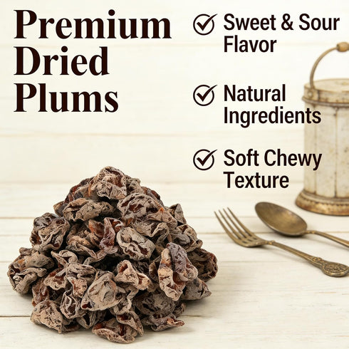 4OZ Salty Sweet Sour Dried Preserved Plums Seedless Dried Plum Meat Snack Made from Fresh Plums, Soft Plum Meat