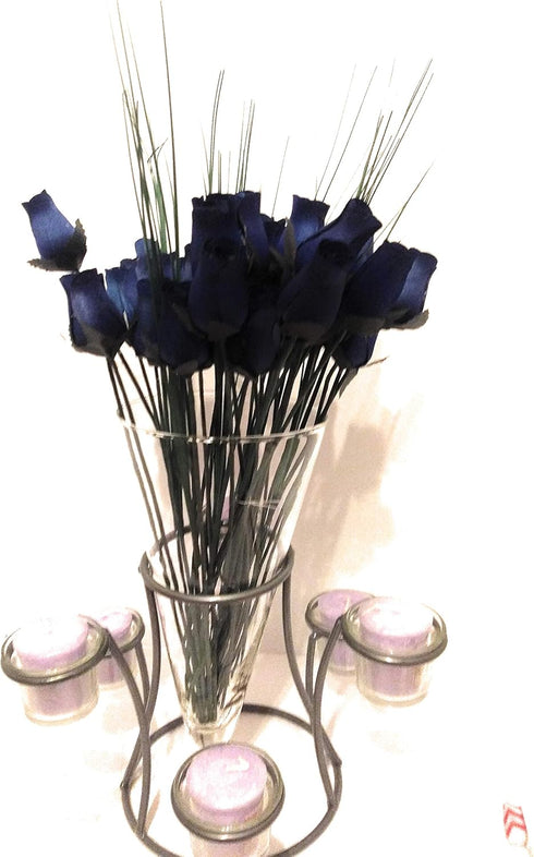 UniqueBeadsAndGifts Dozen 13 It's A Boy! Baker's Bouquet of Blue Wood Roses