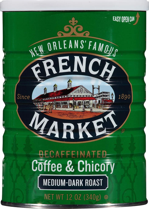 French Market Coffee & Chicory Decaffeinated Medium-Dark Roast Ground Coffee, 12oz Can