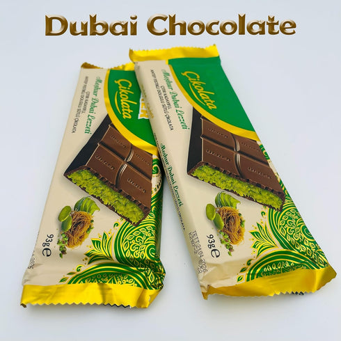 Generic 93g (2 Pack) Dubai Chocolate Bar Pistachio with Kadayf Turkish Milk Chocolate with Crispy Kunafa & Pistachio