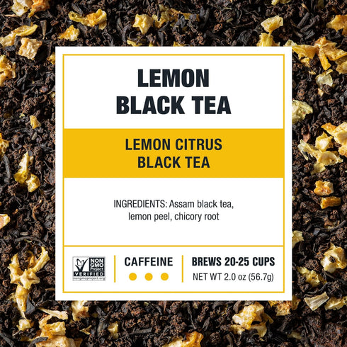 Tiesta Tea Lemon Black Tea, Loose Leaf Premium Blend, High Caffeinated, Brews Up to 25 Cups, 2 Ounce Pouch