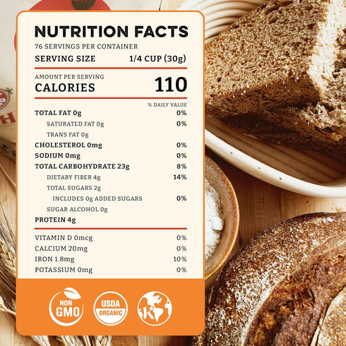 2 lbs Sunrise Flour Mill Organic Heritage Whole Wheat Flour - | Easier to Digest with Less Bloating | No Bleaching