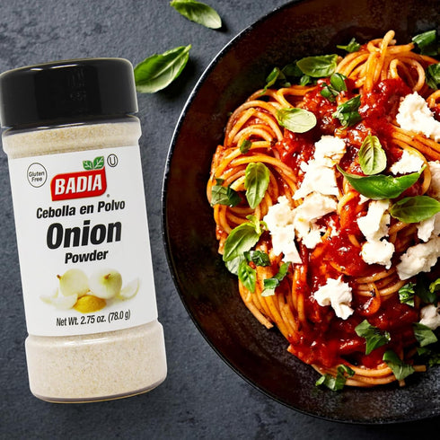 2.75 oz Badia Onion Powder, Pure Ground Onion Seasoning, Bold Sweet Savory Flavor, Gluten Free, No MSG, Kosher