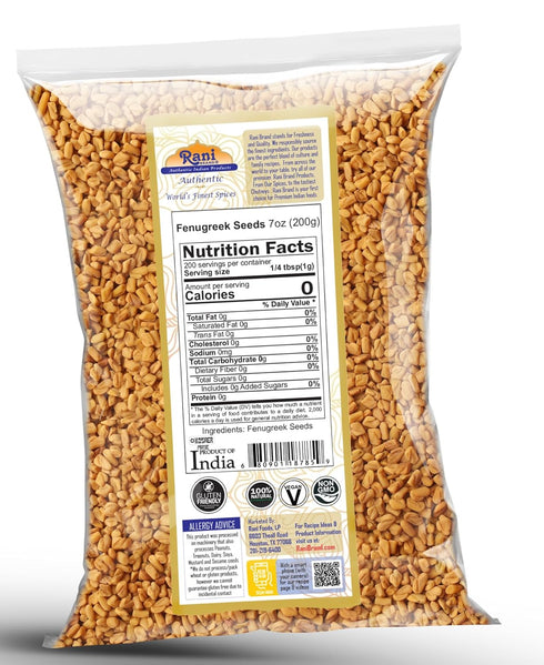 Rani Fenugreek (Methi) Seeds Whole 7oz (200g) ~ All Natural | Vegan | Gluten Friendly | Non-GMO | Kosher | Indian