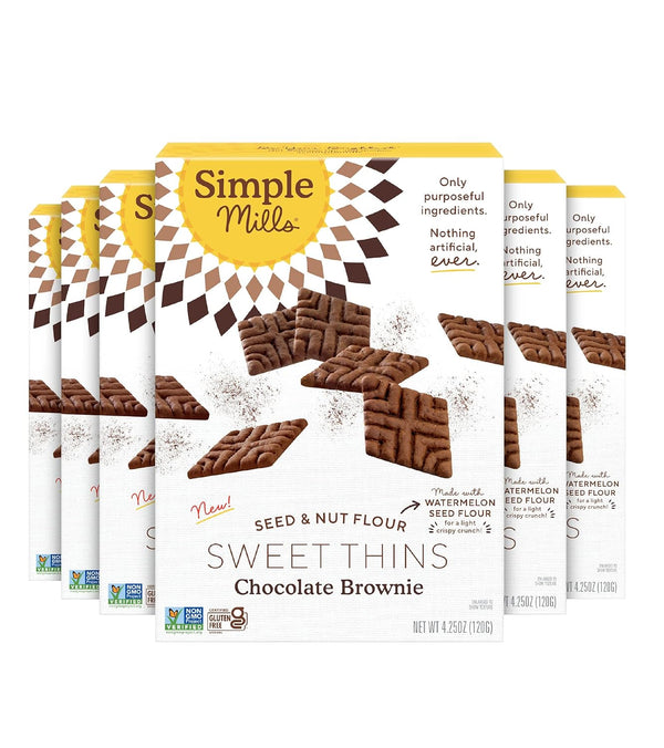 Simple Mills Sweet Thins Cookies, Seed and Nut Flour, Chocolate Brownie -
