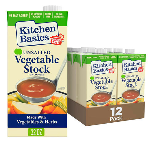 Kitchen Basics Unsalted Vegetable Stock, 32 oz (Pack of 12) For Delicious