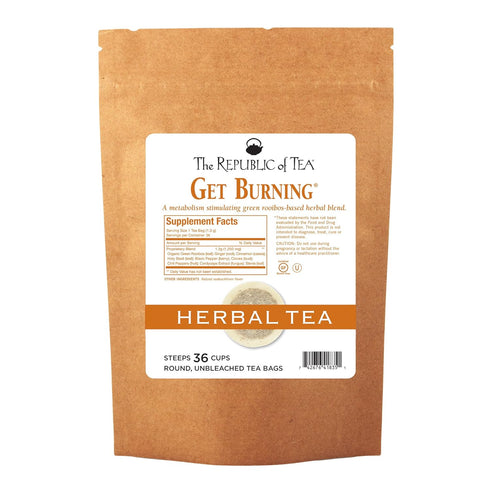 The Republic of Tea Green Rooibos Tea, Get Burning, Herbal Tea for Metabolism, 36 Tea Bag Refill
